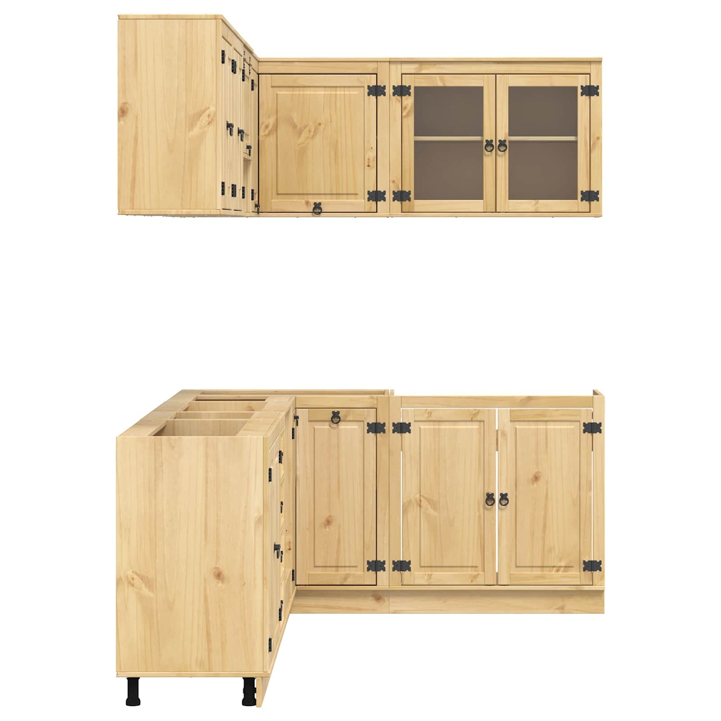 Cabinet with Drawer SKI 10 pcs Honey Brown Solid Pine Wood