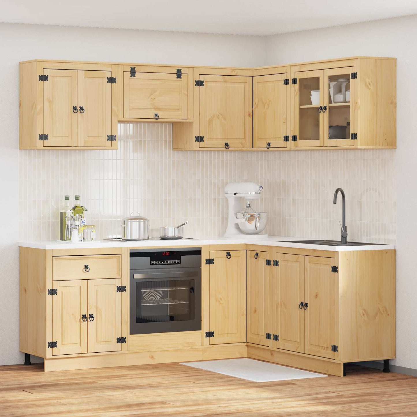 Cabinet with Shelf SKI 8 pcs Honey Brown Solid Pine Wood