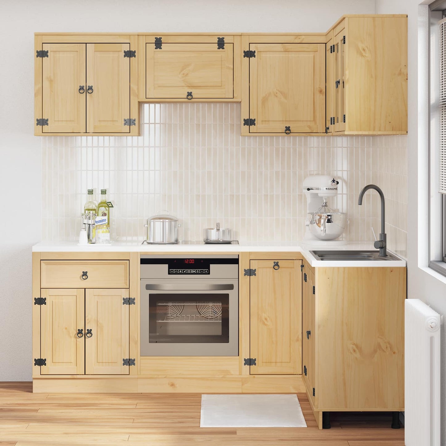 Cabinet with Shelf SKI 8 pcs Honey Brown Solid Pine Wood