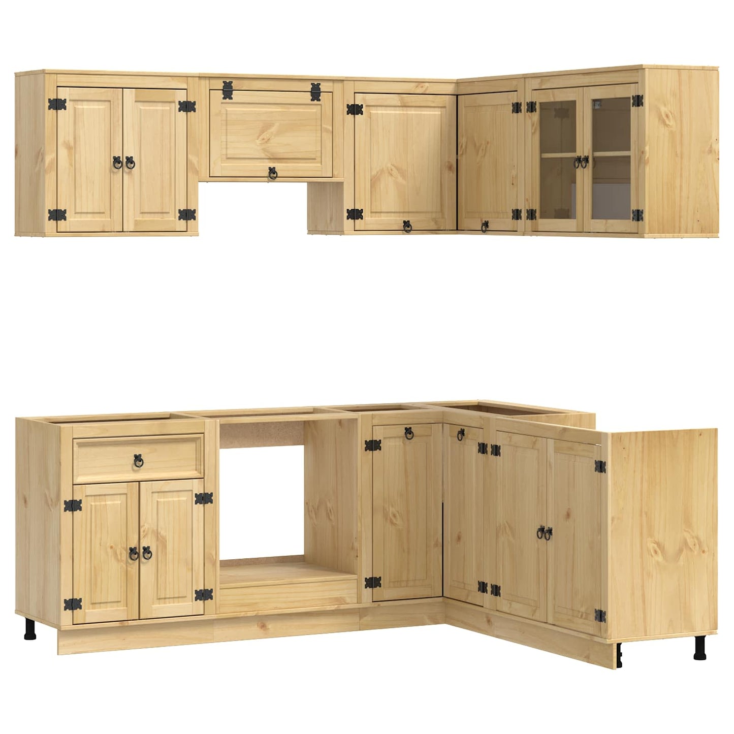 Cabinet with Shelf SKI 8 pcs Honey Brown Solid Pine Wood