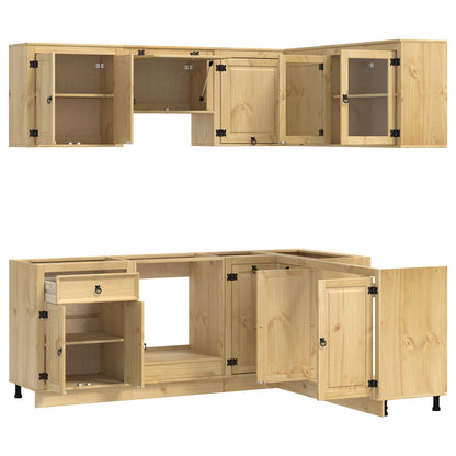 Cabinet with Shelf SKI 8 pcs Honey Brown Solid Pine Wood