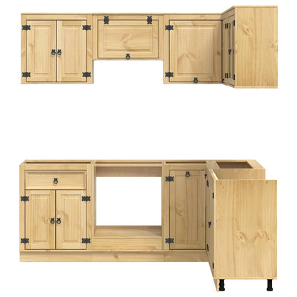 Cabinet with Shelf SKI 8 pcs Honey Brown Solid Pine Wood