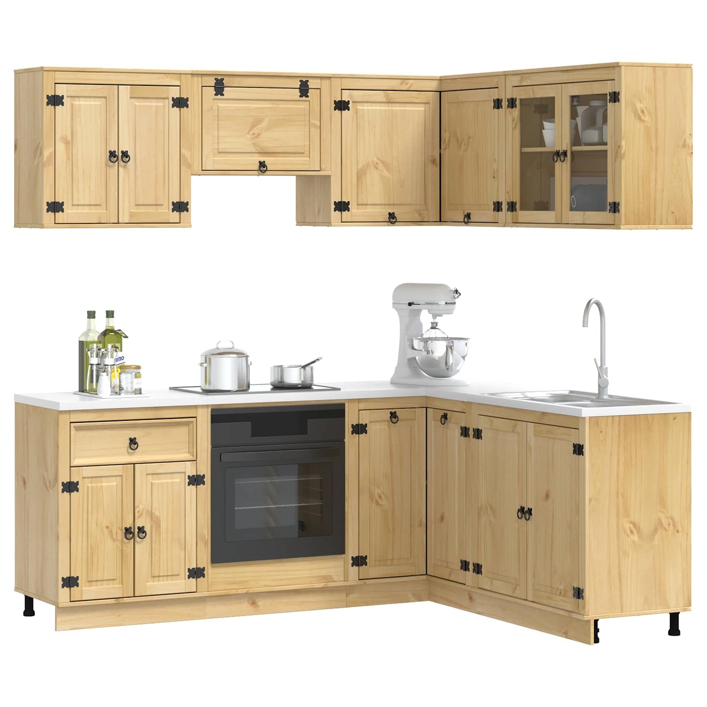 Cabinet with Shelf SKI 8 pcs Honey Brown Solid Pine Wood
