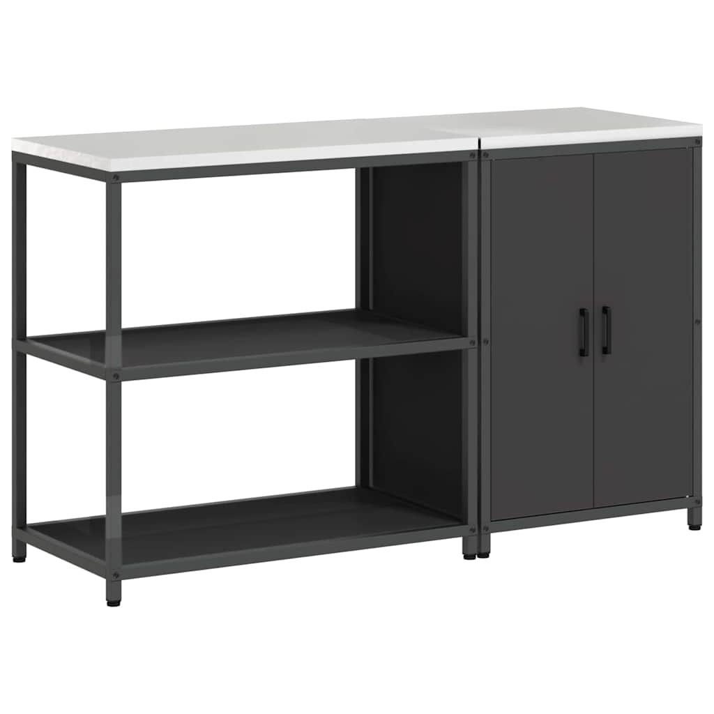Kitchen Storage Set with Shelf 2 pcs Black Cold-rolled Steel