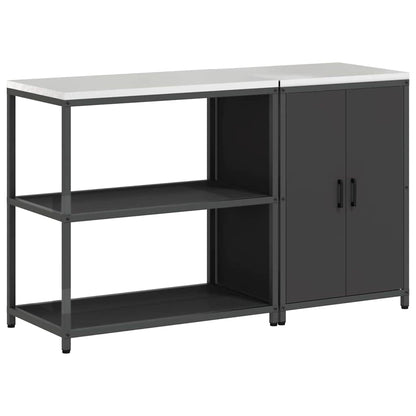 Kitchen Storage Set with Shelf 2 pcs Black Cold-rolled Steel