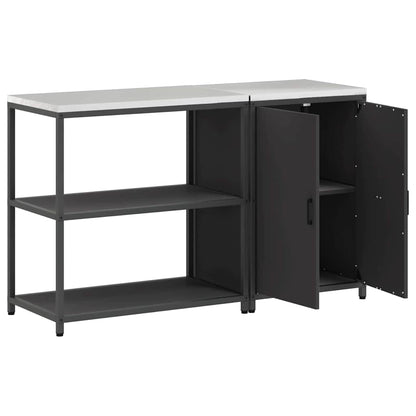 Kitchen Storage Set with Shelf 2 pcs Black Cold-rolled Steel