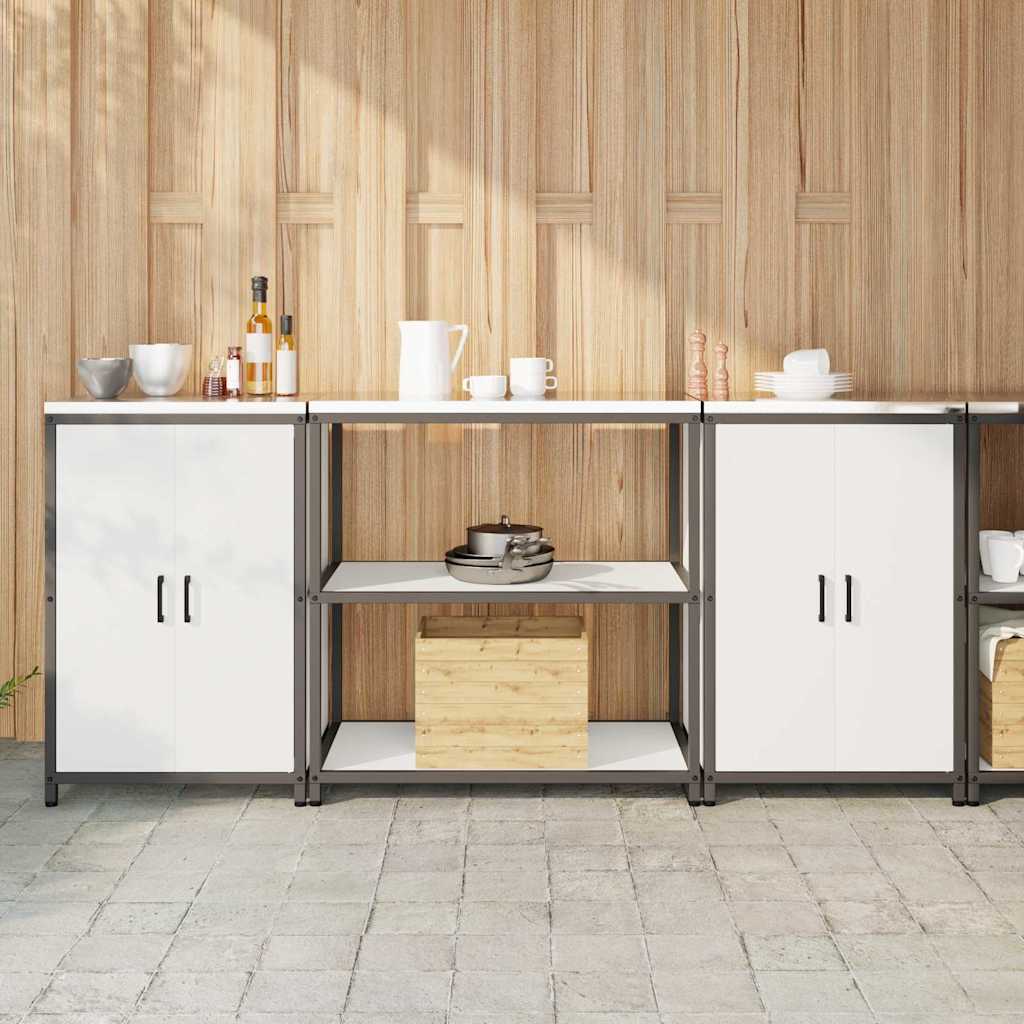 Kitchen Storage Set with Shelf 3 pcs White Cold-rolled Steel