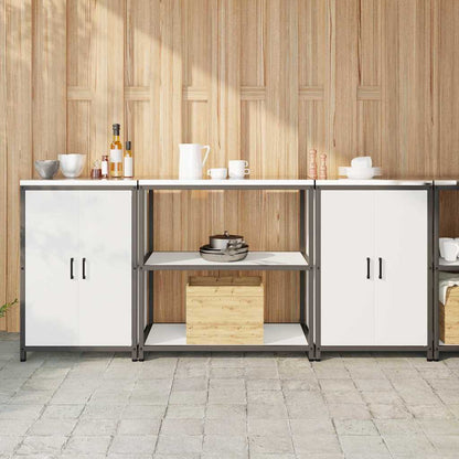 Kitchen Storage Set with Shelf 3 pcs White Cold-rolled Steel