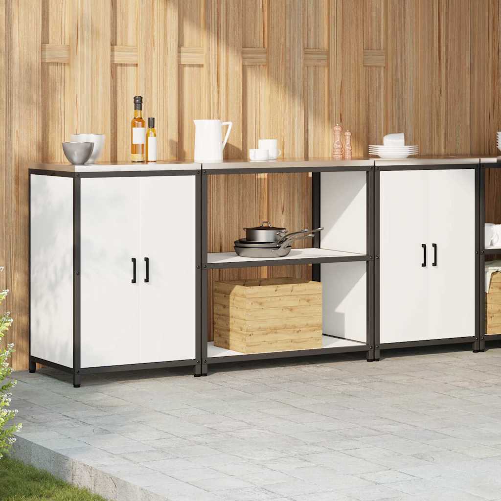 Kitchen Storage Set with Shelf 3 pcs White Cold-rolled Steel
