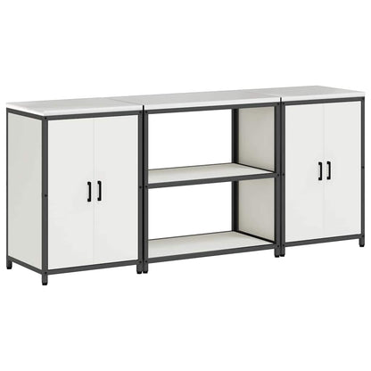 Kitchen Storage Set with Shelf 3 pcs White Cold-rolled Steel