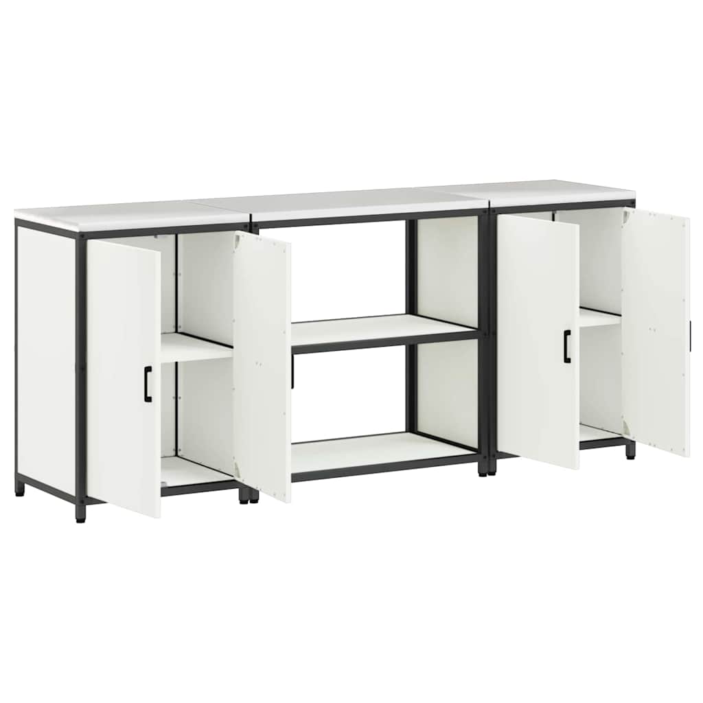Kitchen Storage Set with Shelf 3 pcs White Cold-rolled Steel