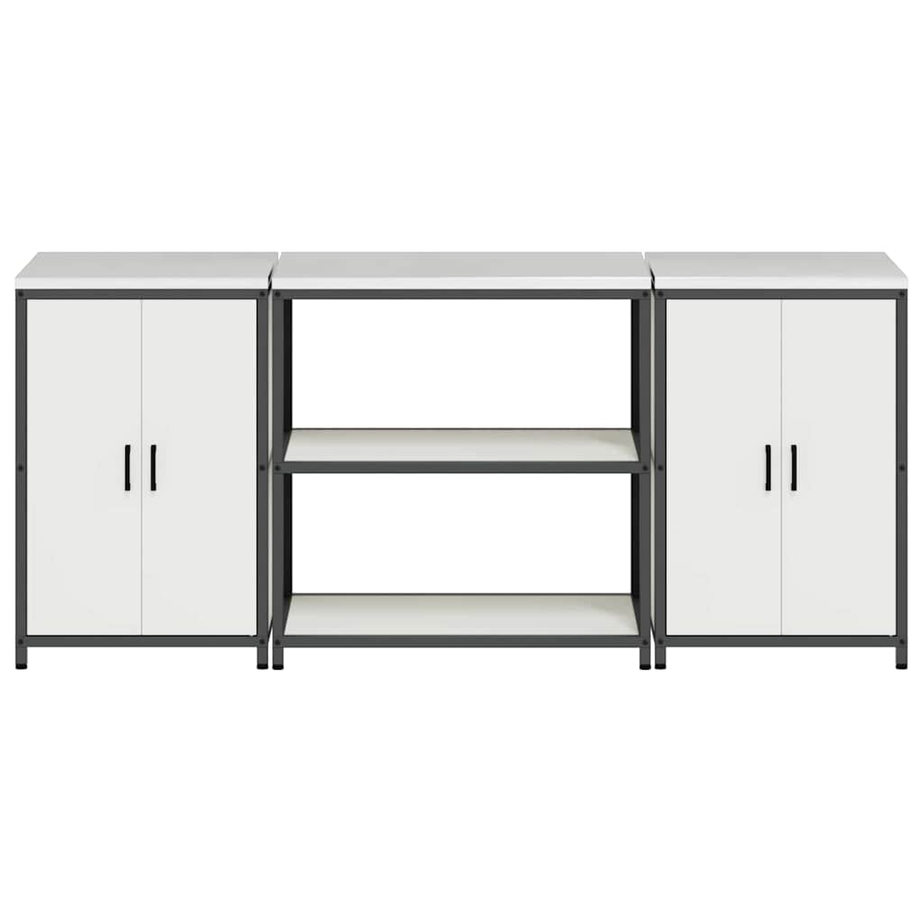 Kitchen Storage Set with Shelf 3 pcs White Cold-rolled Steel