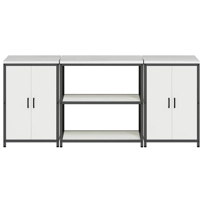 Kitchen Storage Set with Shelf 3 pcs White Cold-rolled Steel