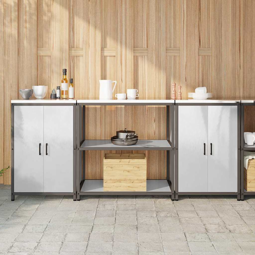 Kitchen Storage Set with Shelf 3 pcs Silver Stainless Steel