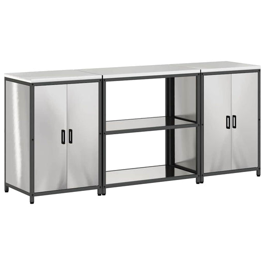 Kitchen Storage Set HATTEM 3 pcs Silver Stainless Steel