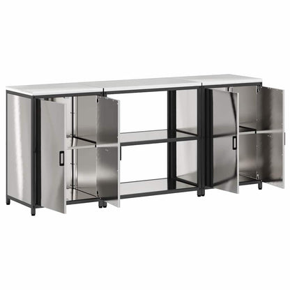 Kitchen Storage Set with Shelf 3 pcs Silver Stainless Steel
