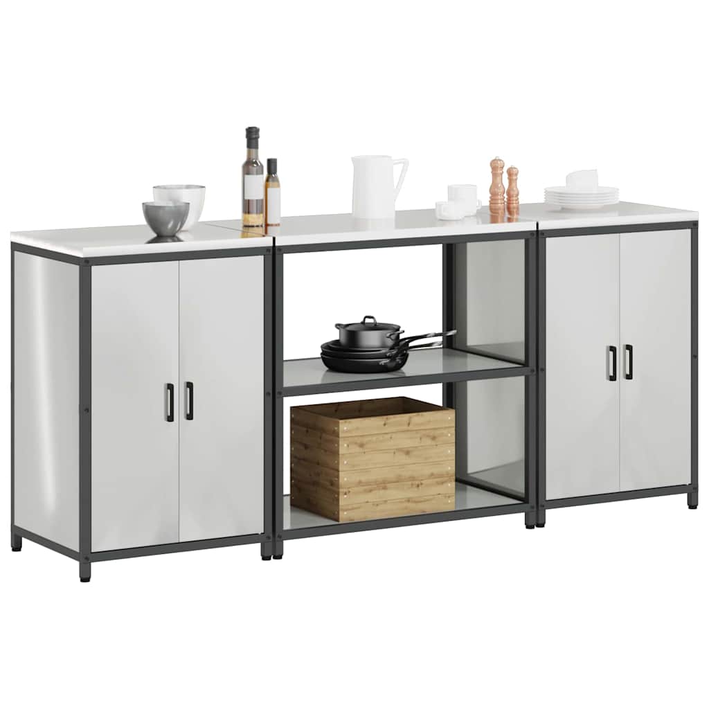 Kitchen Storage Set HATTEM 3 pcs Silver Galvanised Steel