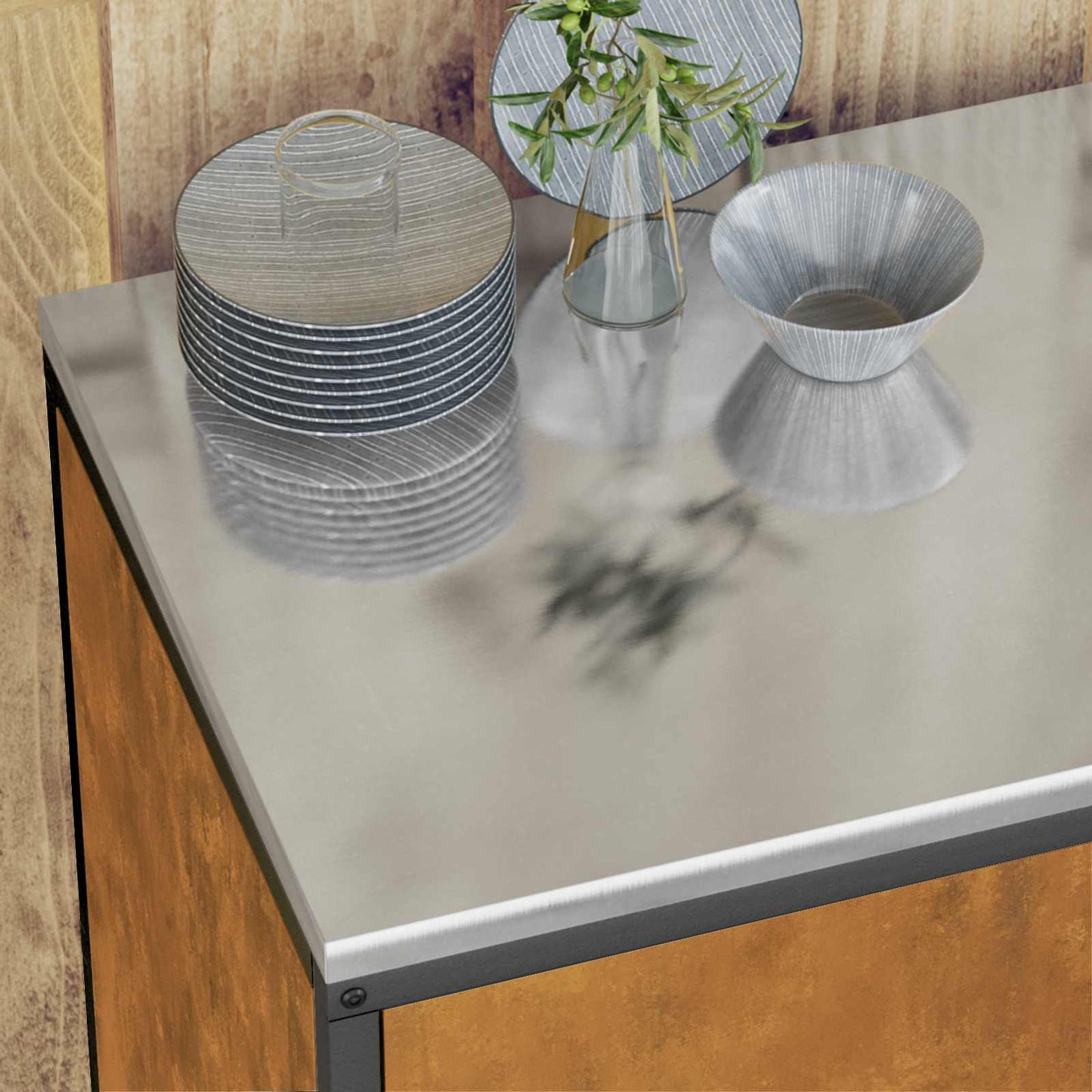 Kitchen Storage Set HATTEM 3 pcs Rusty Steel