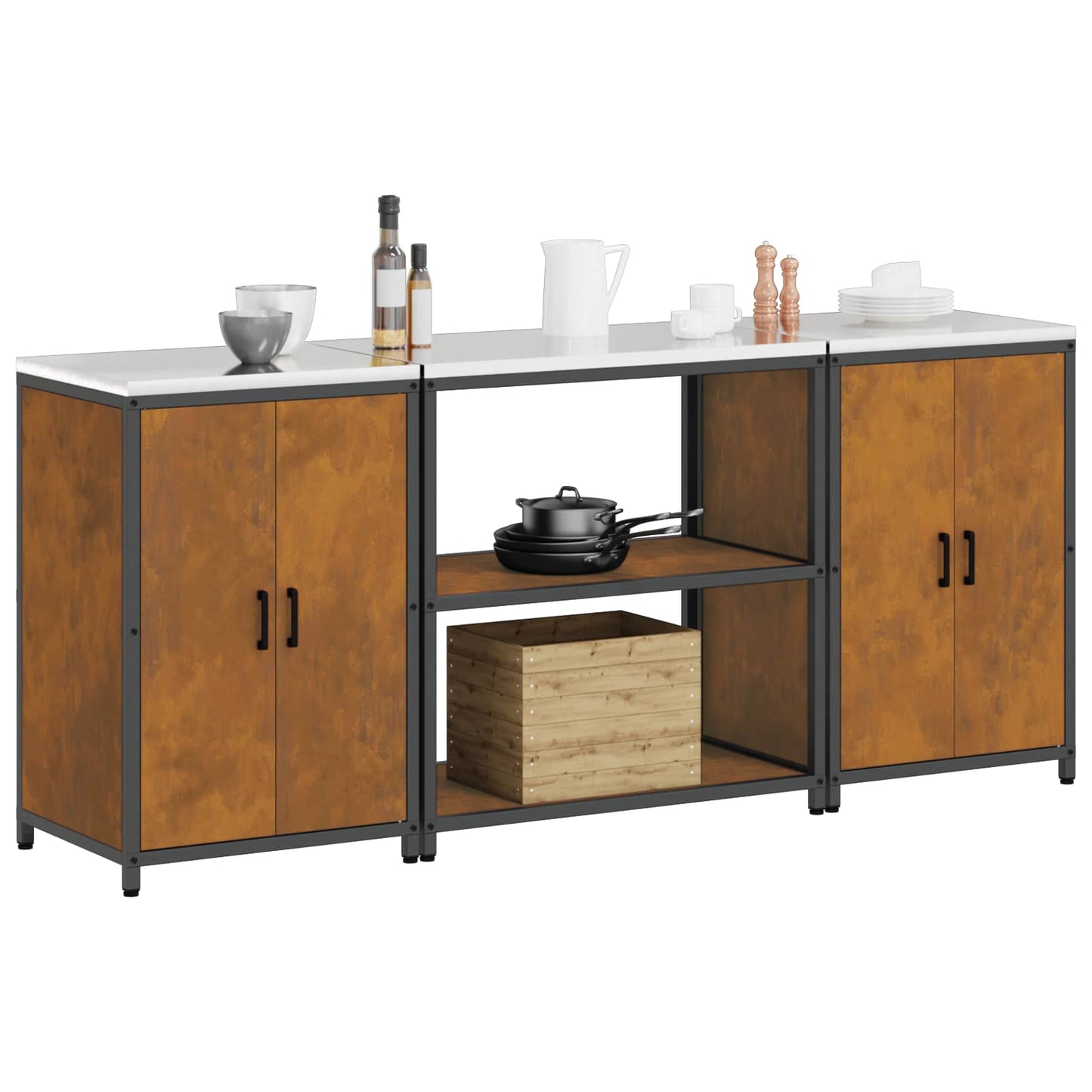 Kitchen Storage Set HATTEM 3 pcs Rusty Steel