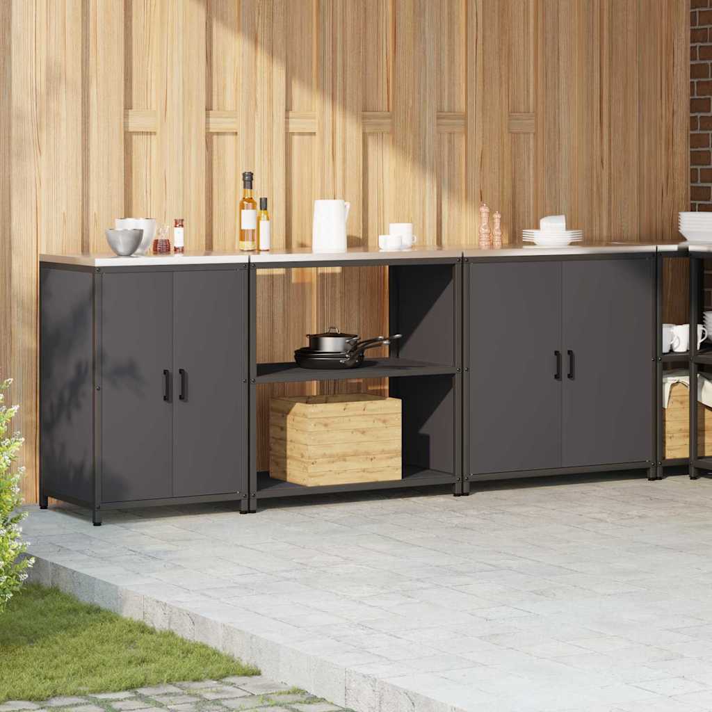 Kitchen Storage Set HATTEM 3 pcs Black Cold-rolled Steel