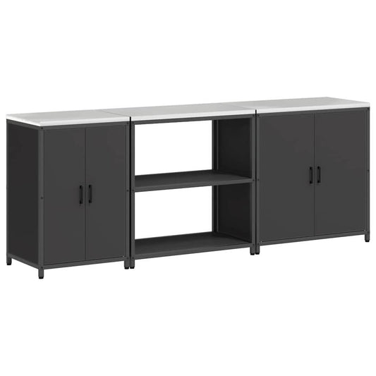 Kitchen Storage Set HATTEM 3 pcs Black Cold-rolled Steel