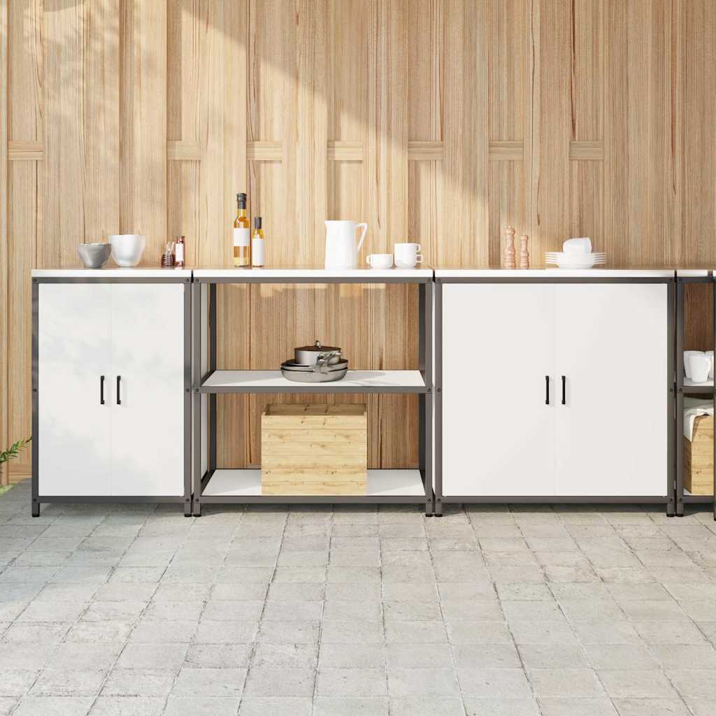 Kitchen Storage Set with Shelf Other 3 pcs White Steel