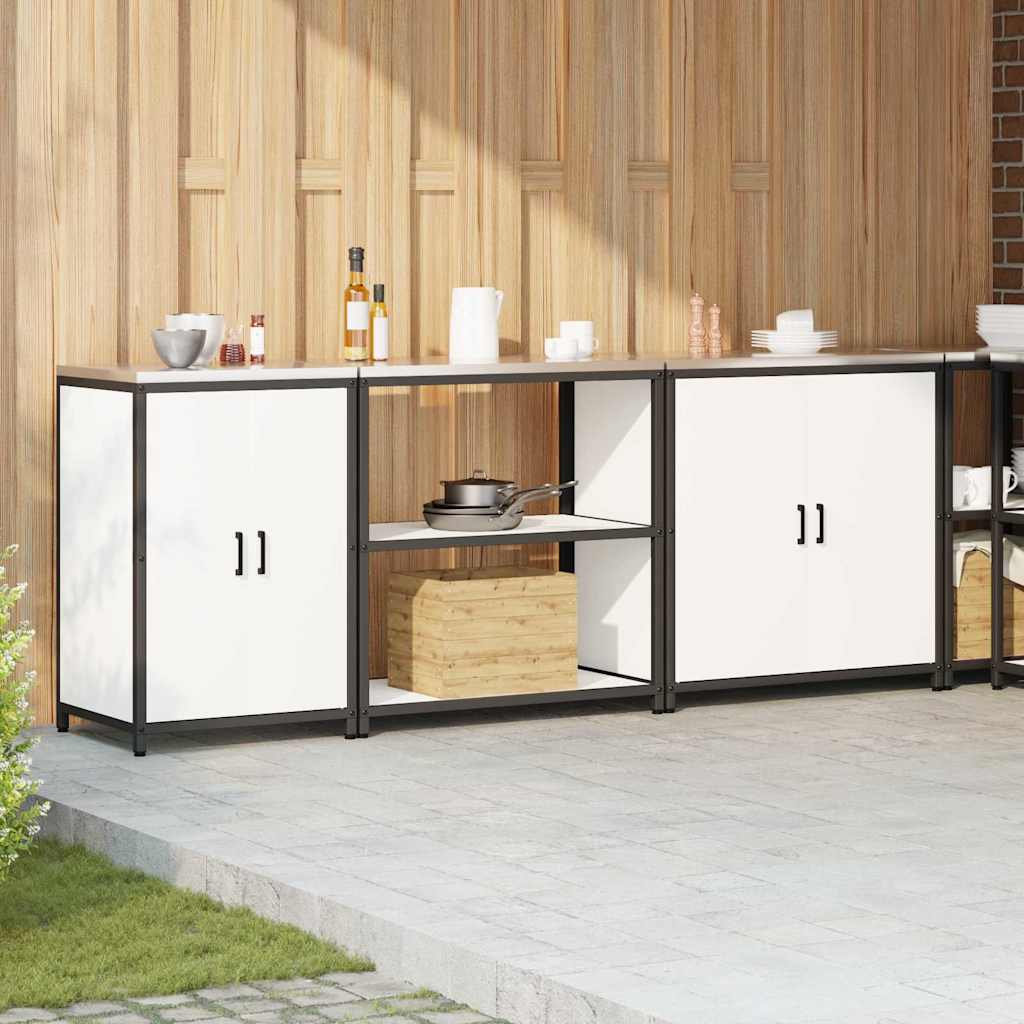 Kitchen Storage Set with Shelf Other 3 pcs White Steel