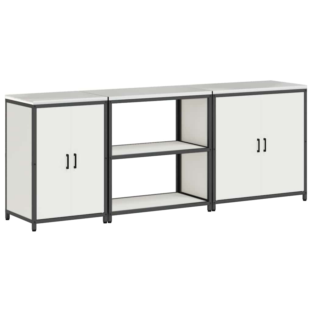 Kitchen Storage Set with Shelf Other 3 pcs White Steel