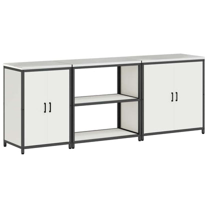 Kitchen Storage Set with Shelf Other 3 pcs White Steel