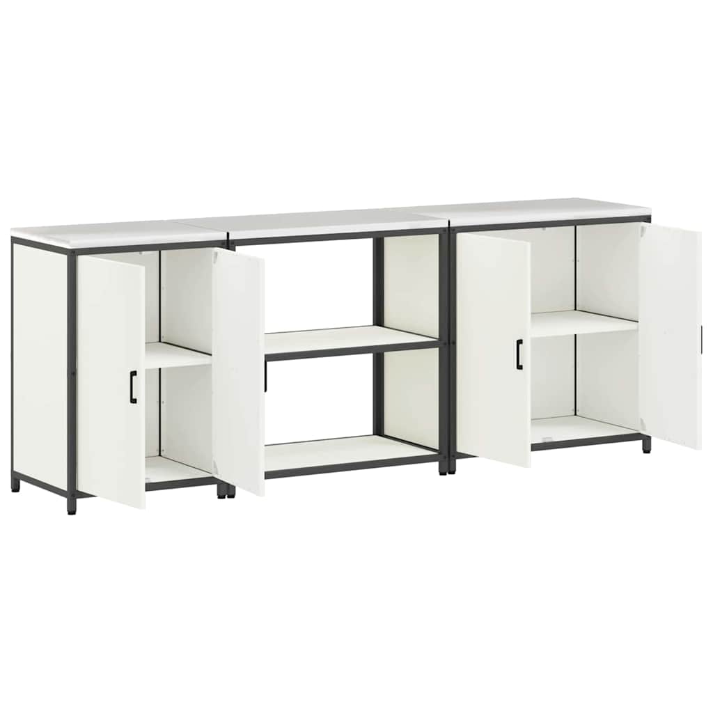 Kitchen Storage Set with Shelf Other 3 pcs White Steel