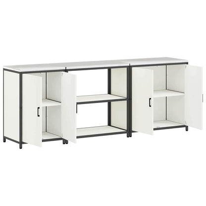 Kitchen Storage Set with Shelf Other 3 pcs White Steel