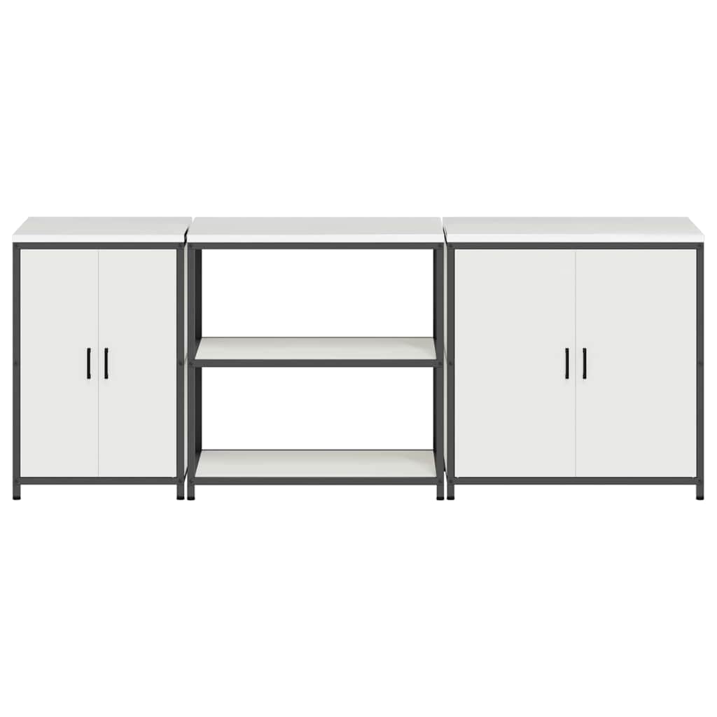 Kitchen Storage Set with Shelf Other 3 pcs White Steel