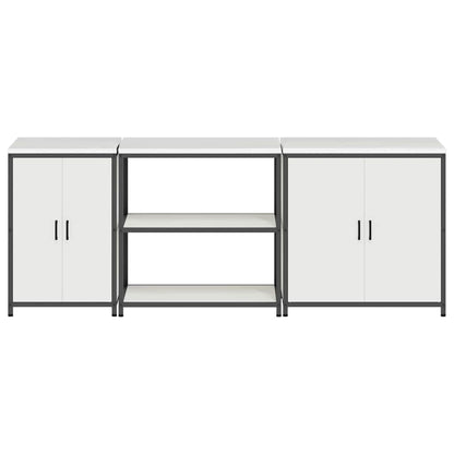 Kitchen Storage Set with Shelf Other 3 pcs White Steel