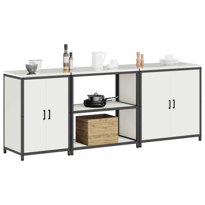 Kitchen Storage Set with Shelf Other 3 pcs White Steel