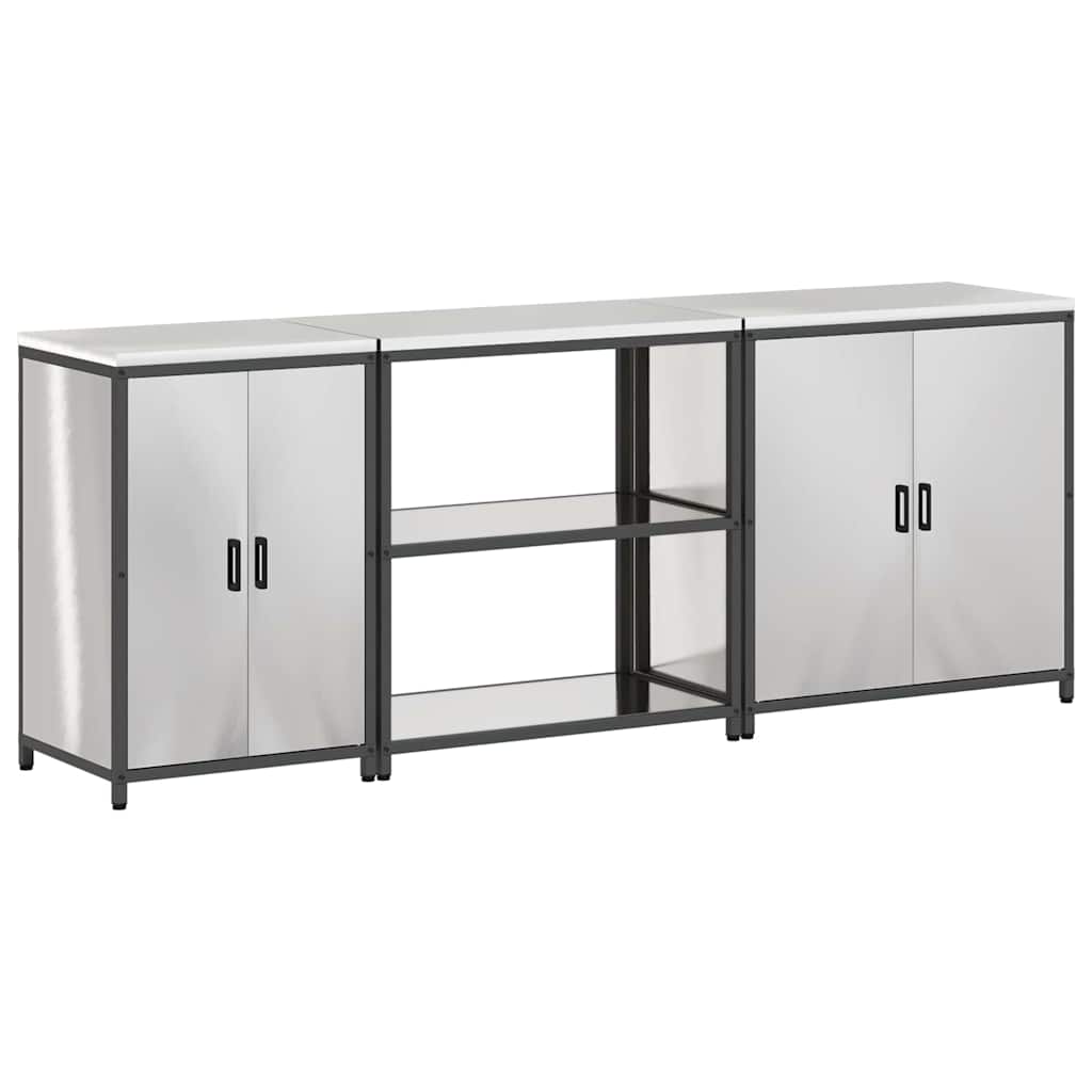 Kitchen Storage Set HATTEM 3 pcs Silver Stainless Steel