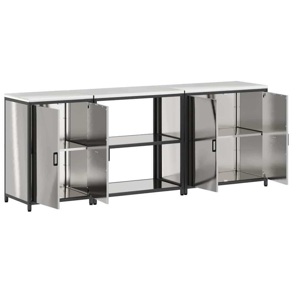 Kitchen Storage Set HATTEM 3 pcs Silver Stainless Steel