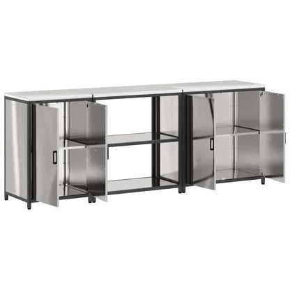 Kitchen Storage Set HATTEM 3 pcs Silver Stainless Steel