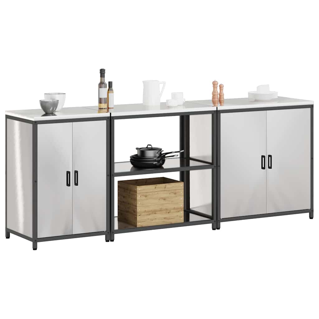 Kitchen Storage Set HATTEM 3 pcs Silver Stainless Steel