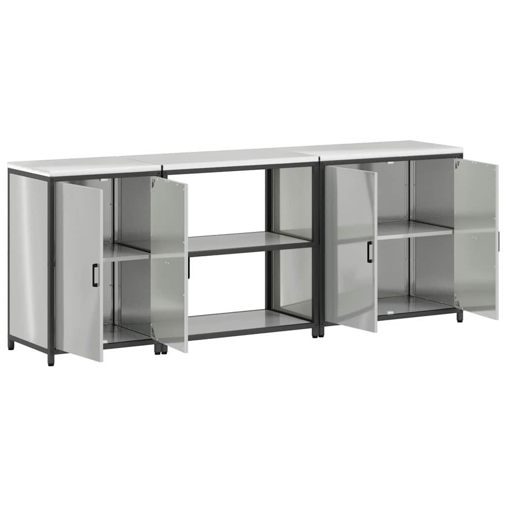 Kitchen Storage Set HATTEM 3 pcs Silver Galvanised Steel