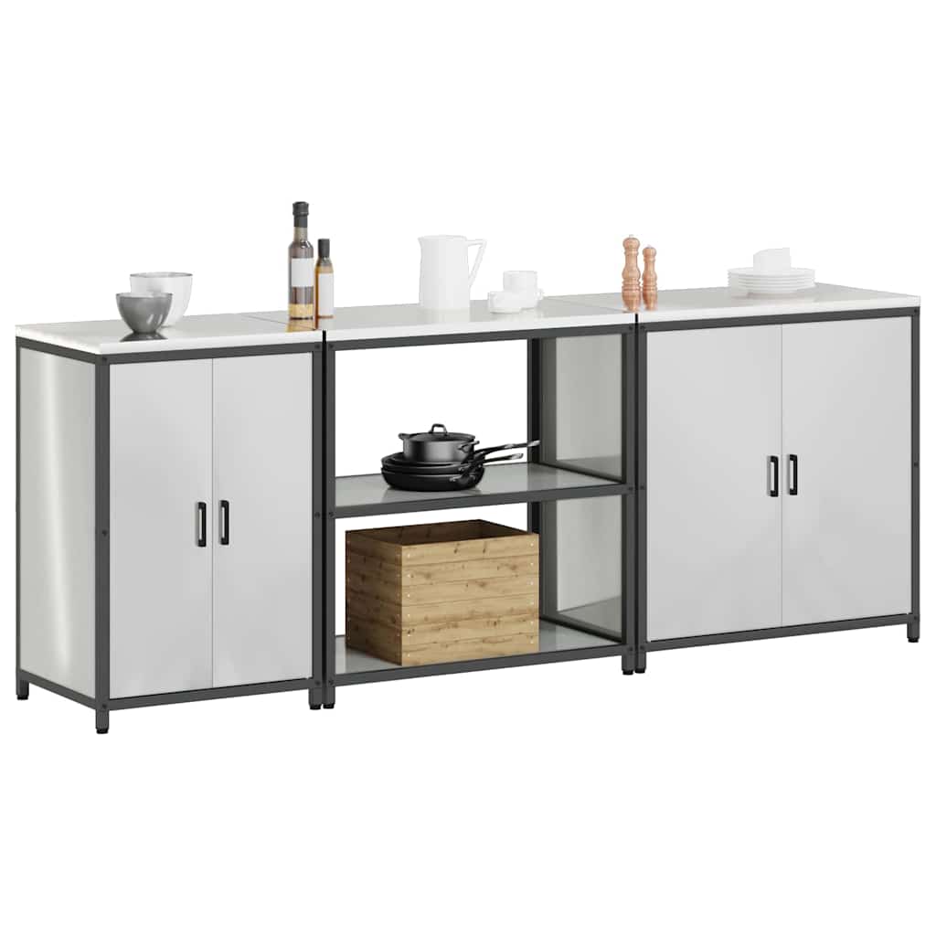 Kitchen Storage Set HATTEM 3 pcs Silver Galvanised Steel