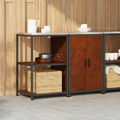 Kitchen Storage Set with Shelf 2 pcs Rusty Weathering Steel