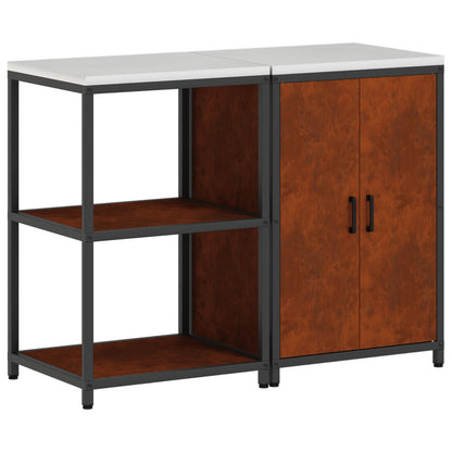 Kitchen Storage Set with Shelf 2 pcs Rusty Weathering Steel