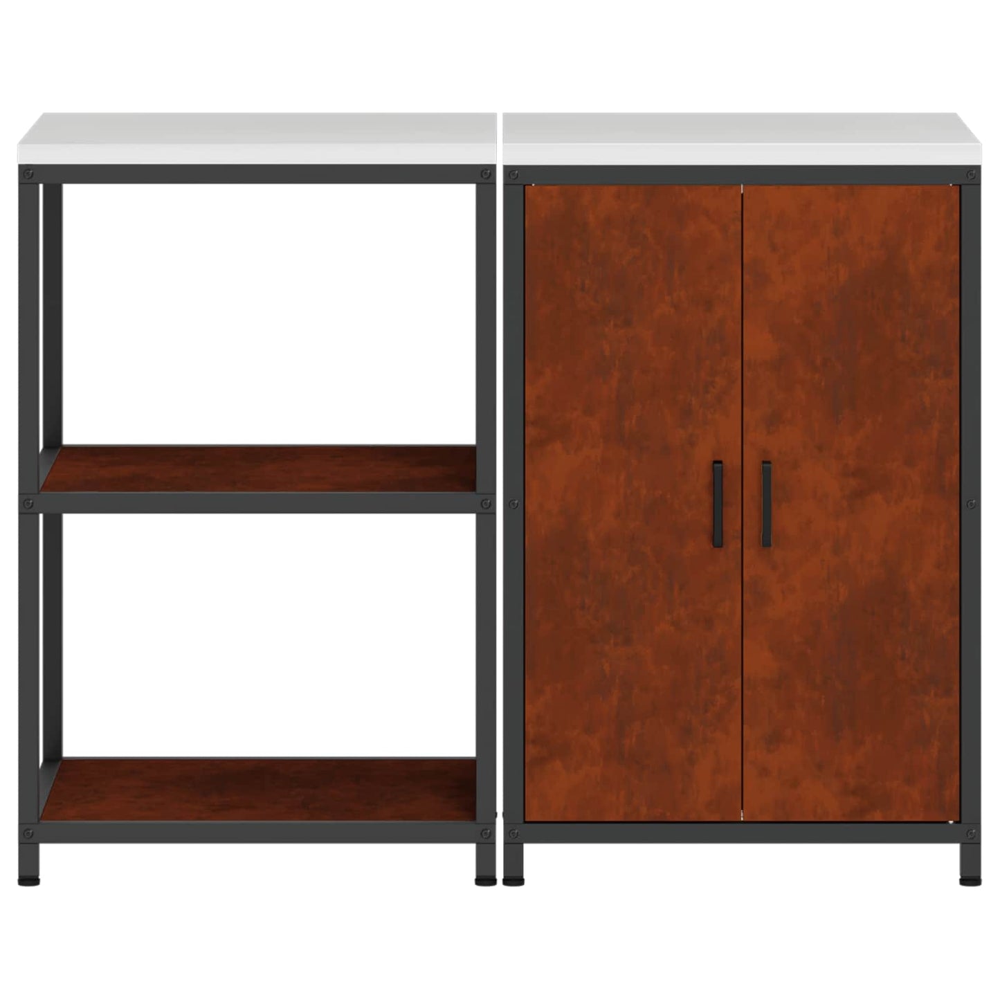 Kitchen Storage Set with Shelf 2 pcs Rusty Weathering Steel