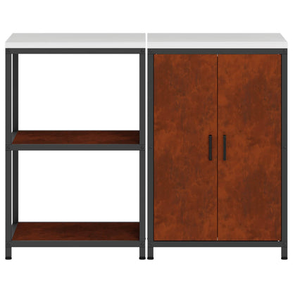 Kitchen Storage Set with Shelf 2 pcs Rusty Weathering Steel