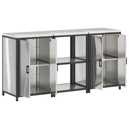 Kitchen Storage Set HATTEM 3 pcs Silver Stainless Steel