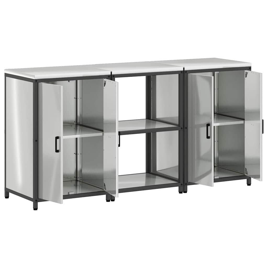 Kitchen Storage Set HATTEM 3 pcs Silver Galvanised Steel