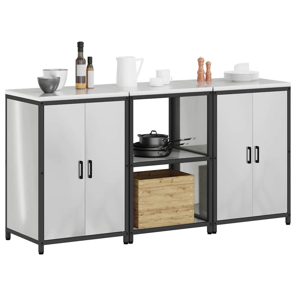 Kitchen Storage Set HATTEM 3 pcs Silver Galvanised Steel