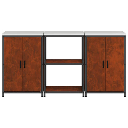 Kitchen Storage Set HATTEM 3 pcs Rusty Steel