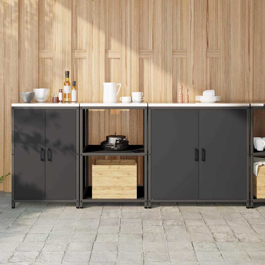 Kitchen Storage Set HATTEM 3 pcs Black Cold-rolled Steel