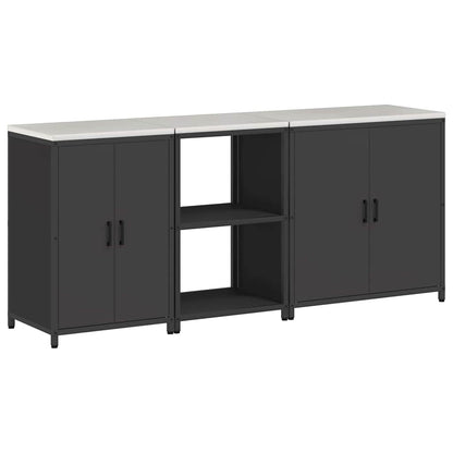 Kitchen Storage Set HATTEM 3 pcs Black Cold-rolled Steel